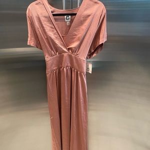 Anne Klein Rose V-Neck Midi Dress